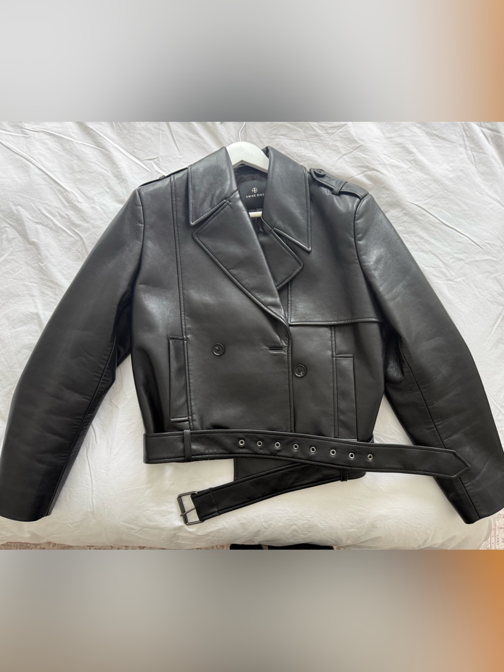 Anine Bing Black Leather Double-Breasted Jacket - Picture 8 of 10